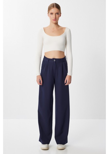 Cepli Dokuma Palazzo Pantolon LGK0007 Lacivert modelleri