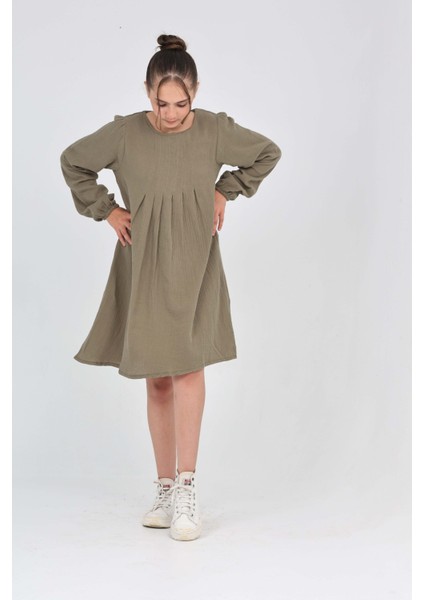 Kız Çocuk Pile Detaylı Elbise