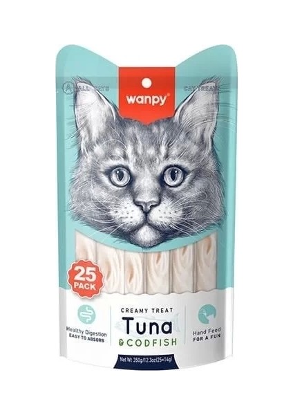 Wanpy Ton ve Morina Balıklı Sıvı Kedi Ödülü 14 gr 25 Adet