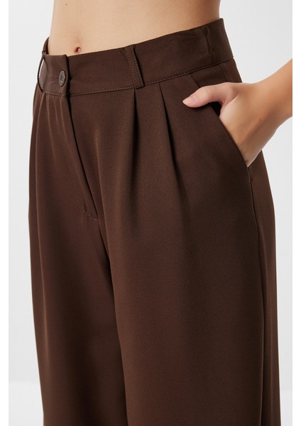Cepli Dokuma Palazzo Pantolon LGK0007 Kahverengi fırsatları