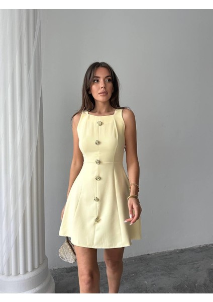 Düğmeli Atlas Mini Renata Elbise fırsatları