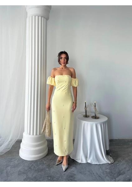 Arabella Incili Atlas Uzun Elbise