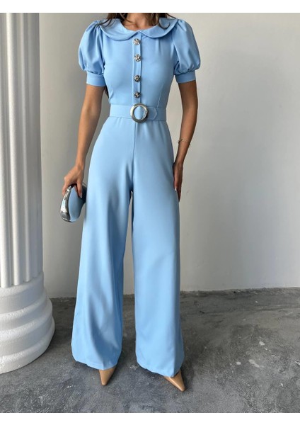 Kadın Tasarım Kemerli Düğme Detaylı Alvin Tulum