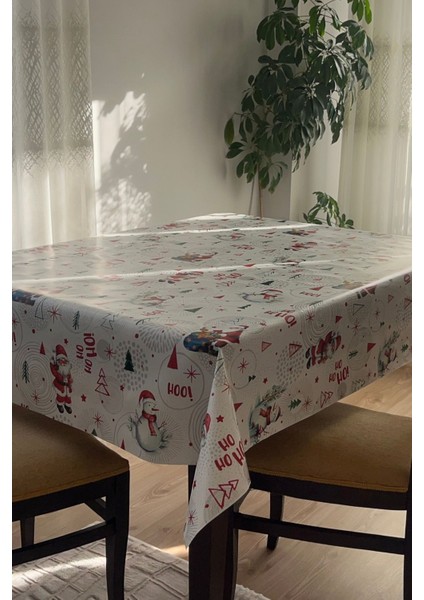 astarlı Elyaf Tabanlı Silinebilir Hijyenik Yılbaşı Noel Baba Desen Muşamba Pvc Masa Örtüsü 1151-1