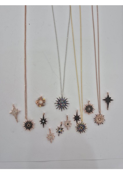 Siyah Taşlı Gümüş Kutup Yıldızı Kolye fırsatları