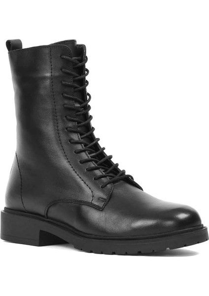 Kadın Siyah Fermuarlı Kalın Tabanlı Deri Postal Bot modelleri