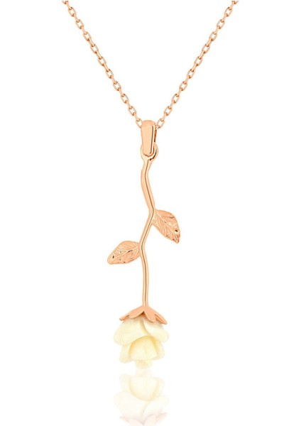 Rose Altın Kaplama Gümüş Gül Kolye