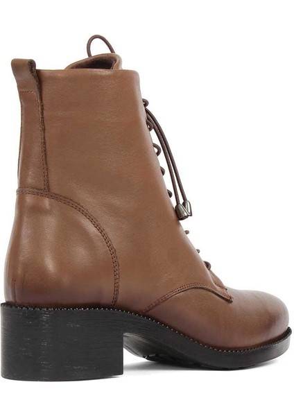 Kadın Ceviz Fermuarlı Kalın Topuklu Deri Bot indirimleri