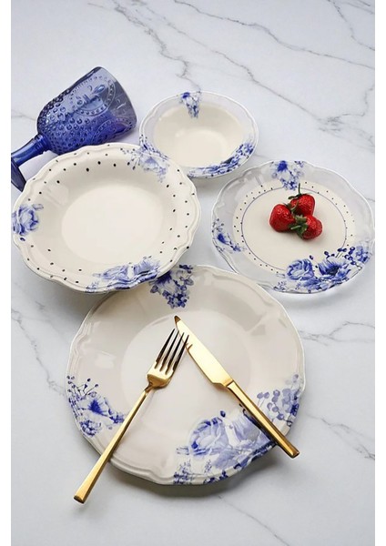 Rosabella 24 Parça Porselen Dijital Baskı 6 Kişilik Yemek Takımı Pembe fiyatları