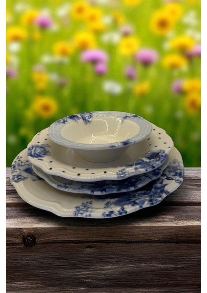 Rosabella 24 Parça Porselen Dijital Baskı 6 Kişilik Yemek Takımı Pembe fırsatları