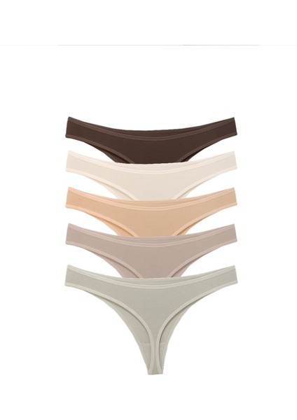 Kadın Tanga Külot, Pamuklu String Iç Çamaşırı, Düşük Bel - Kahve, Taş, Pudra, Bej, Açık Kahve, L fırsatları