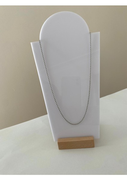 Minimal Ince Halat Model Silver Çelik Kolye 65 cm