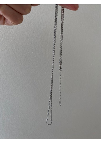 Minimal Ince Halat Model Silver Çelik Kolye 65 cm modelleri