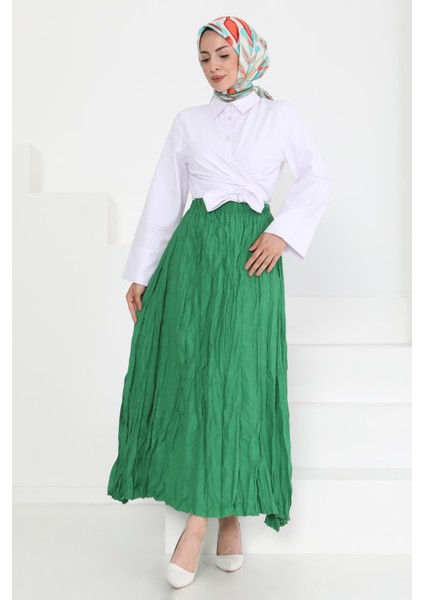 Beli Lastikli Kırışık Etek Yesil - 27013 fiyatları