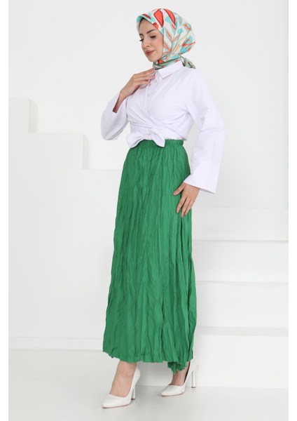 Beli Lastikli Kırışık Etek Yesil - 27013 indirimleri