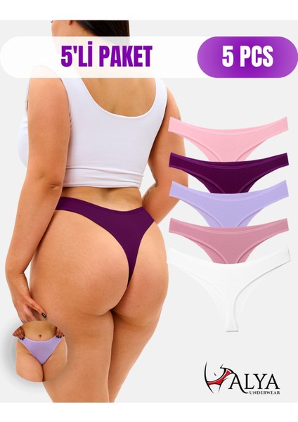Kadın Tanga Külot, Pamuklu String Iç Çamaşırı, Düşük Bel - 5'li Paket, M