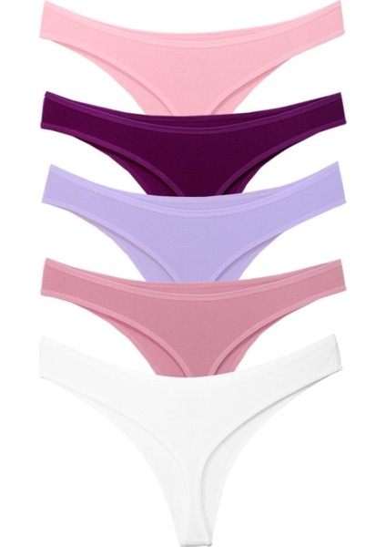 Kadın Tanga Külot, Pamuklu String Iç Çamaşırı, Düşük Bel - 5'li Paket, M