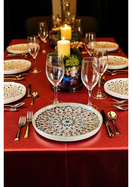 Aquarelle 24 Parça Porselen Dijital Baskı 6 Kişilik Yemek Takımı Mavi fiyatları