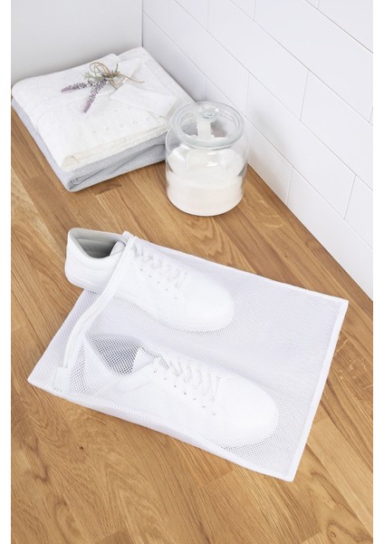 3 Adet Beyaz Fermuarlı Ayakkabı Çamaşır Yıkama Filesi Torbası 35X40 fiyatları