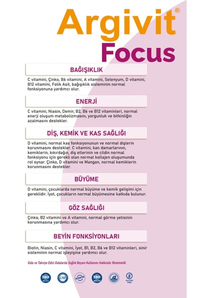 Focus Şurup-(Fosfatidilserin,l-Arjinin,multivitamin ve Multimineral 150 Ml)- Karışık Meyve Aromalı fırsatları