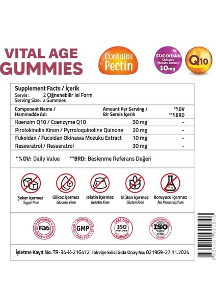 Lipozomal Coenzyme Q10 Pqq Resveratrol Fucoidan 60 Gummies modelleri