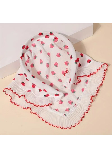 Çilek Desenli Fırfır Detaylı Bohem Taç,saç Bandı,eşarp Saç Aksesuarı modelleri