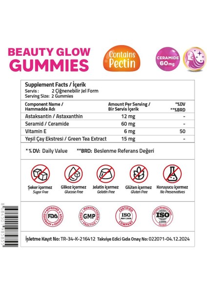 Ceramide 60 Mg Astaksantin 12 Mg 60 Gummies modelleri