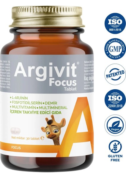 Focus 30 Adet Tablet - (Fosfatidilserin-Larjinin-Multivitamin ve Multimineral) fiyatları