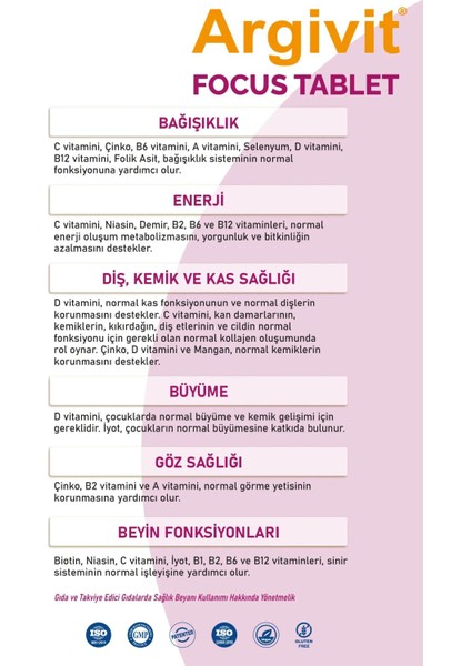 Focus 30 Adet Tablet - (Fosfatidilserin-Larjinin-Multivitamin ve Multimineral) fırsatları