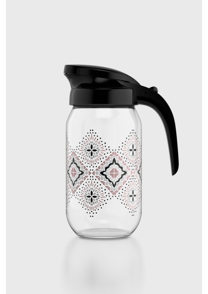 Beluga Desenli 1000 ml Siyah Kapaklı Cam Sürahi 112027