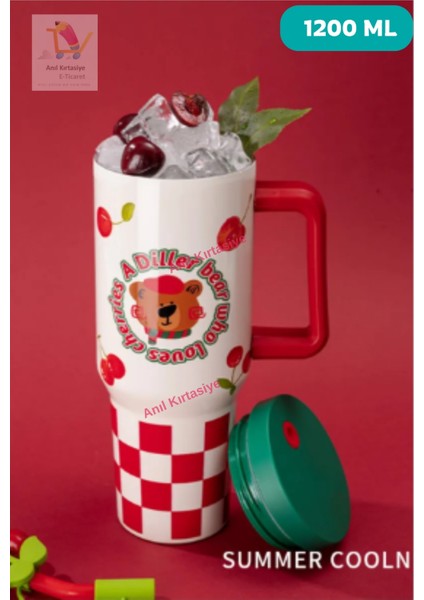 Pipetli Yalıtımlı Kahve Kupası 1200ML 12 Saate Kadar Sıcak/soğuk Bardak Gövdeli Termos fiyatları