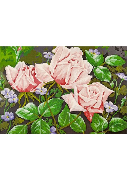 Goblen Etamin İşleme Seti 40 x 50 cm Pembe Güller Deseni