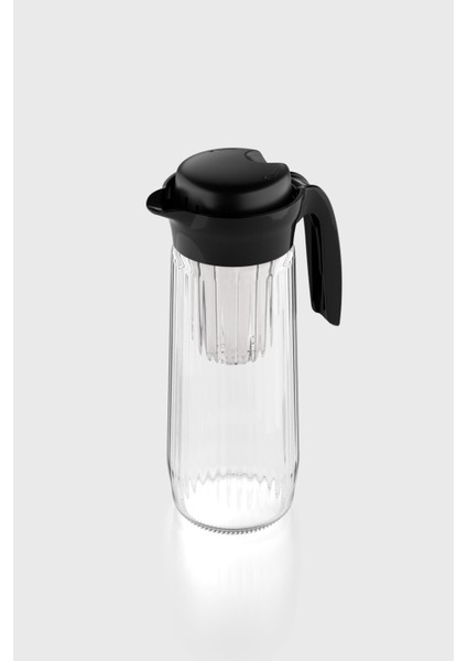Daisy 1500 ml Siyah Kapaklı Süzgeçli Gravürlü Detoks Cam Sürahi 111025 fiyatları