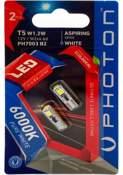 T5 12V W1.2W 3 Smd LED (2li Blister) PH7003 B2