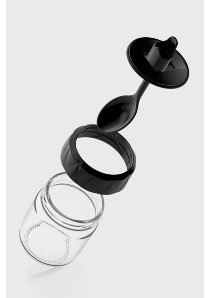 Lexa 210 ml Kaşıklı Cam Baharatlık 161019 Siyah modelleri