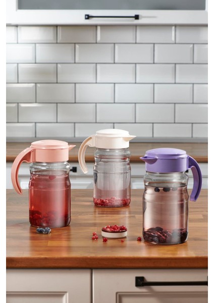 Spiro 1700 ml Pastel Pembe Kapaklı Cam Sürahi 111031 fırsatları