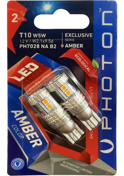 W5W 15SMD Amber 12V Cb Park LED (2'li Blister) PH7028 Na B2