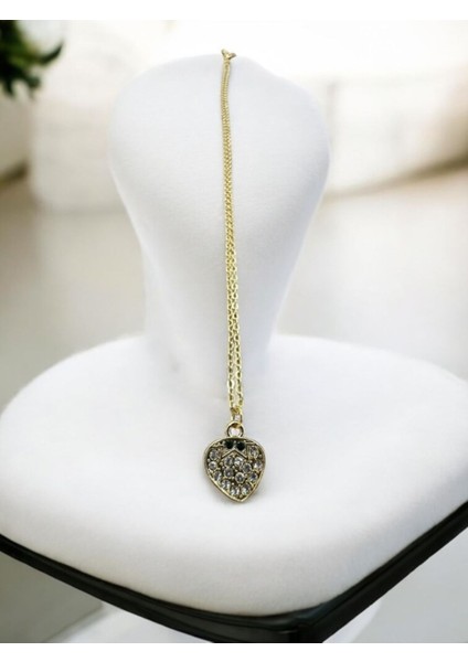 Minimal Zirkon Taşlı Gold Çelik Kolye