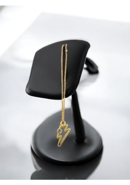 Şimşek Zirkon Taşlı Gold Renk Çelik Kolye fiyatları