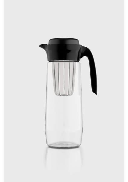 Daisy 1500 ml Siyah Kapaklı Süzgeçli Detoks Cam Sürahi 111025