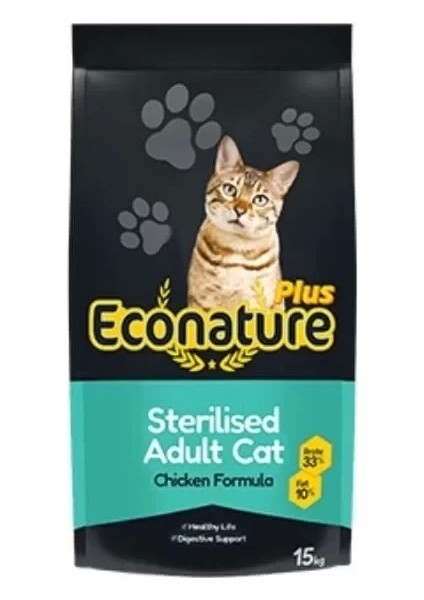 Econature Plus Tavuklu Kısırlaştırılmış Yetişkin Kedi Maması 15 kg