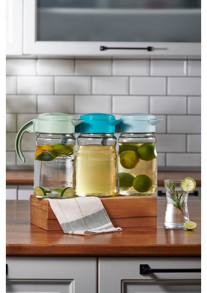 Spiro 1700 ml Pastel Turkuaz Kapaklı Cam Sürahi 111031 fırsatları