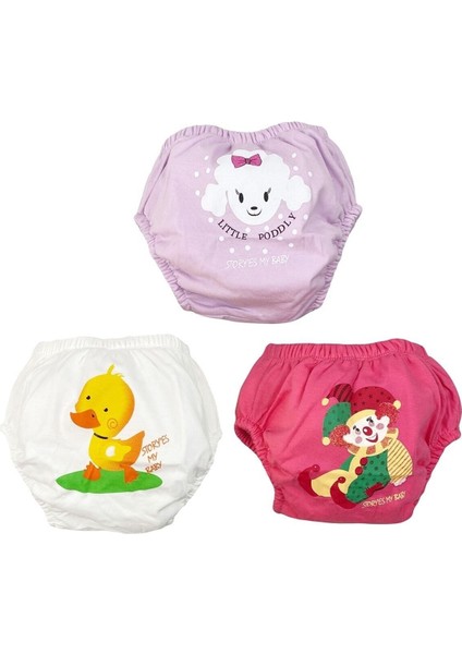 Popees Kız Bebek Alıştırma Külodu 3'lü Set Renkli
