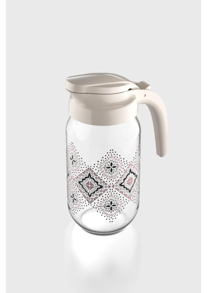 Beluga Desenli 1000 ml Bej Kapaklı Cam Sürahi 112027 fiyatları