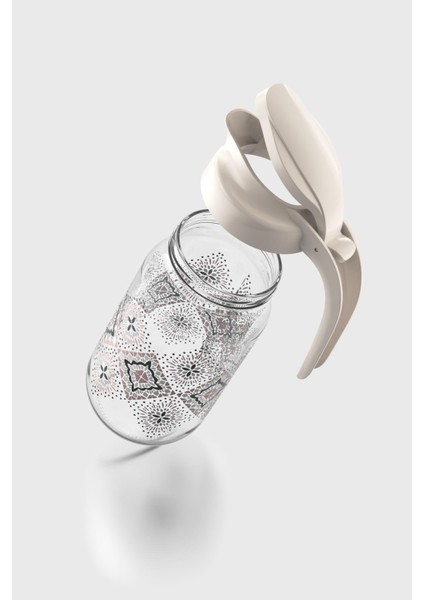 Beluga Desenli 1000 ml Bej Kapaklı Cam Sürahi 112027 modelleri