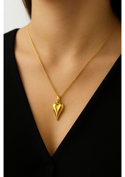 Şık Kalp Gold Kolye