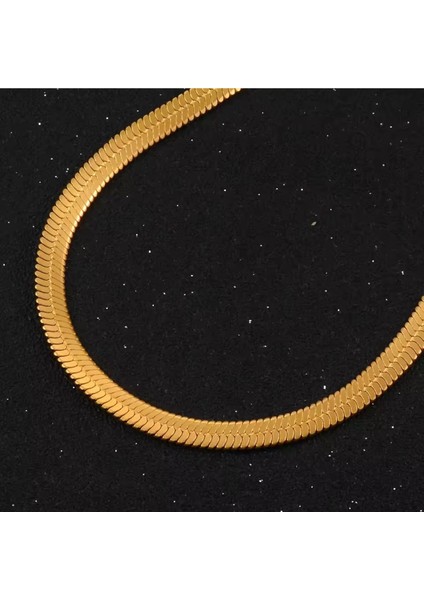 Italyan Yassı Kolye Gold Çelik modelleri