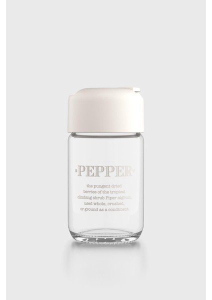 Rita Pepper Yazılı 67 ml Bej Kapaklı Cam Tuzluk-Karabiberlik 122020