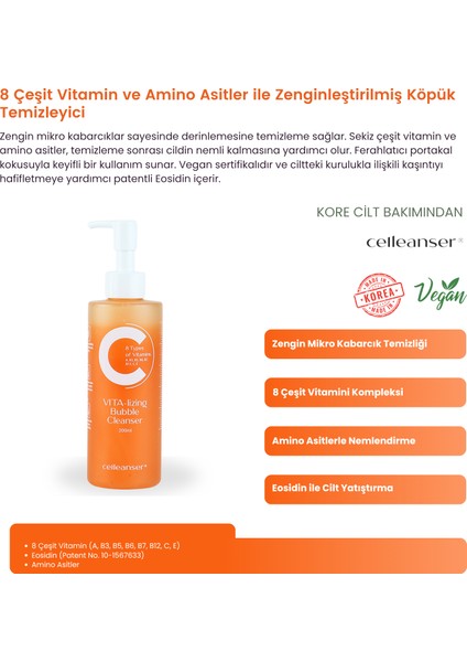 8 Çeşit Vitamin (A, B3, B5, B6, B7, B12, C, E) ve Amino asit İçeren Köpük Temizleyici fiyatları