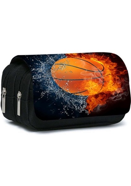Basketbol Çift Fermuarlı Kapak Kapama Büyük Kapasiteli Kalem Kutusu